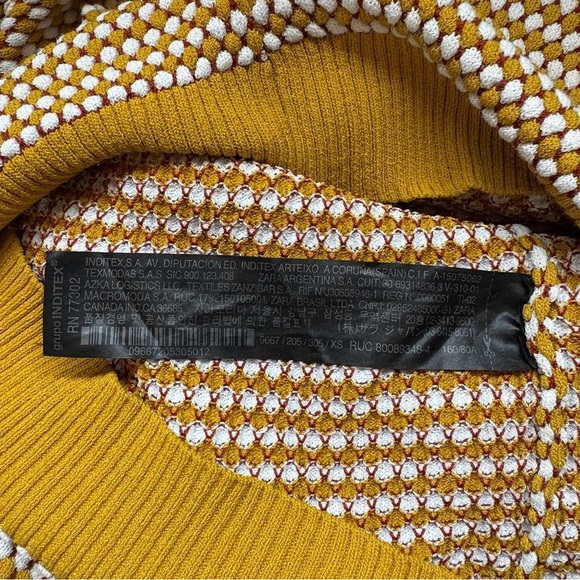 ZARA Knit, Sweater Textured Weave, XS, Yellow, Red, White - Picture 8 of 10